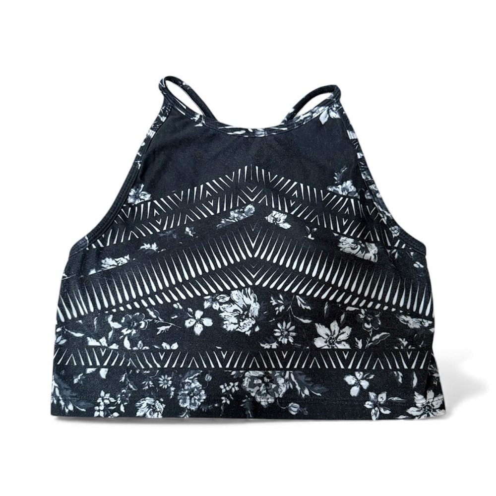 Betsey Johnson Black and White Floral Sports Bra